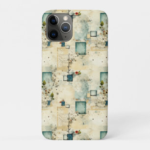 Grunge Teal Botanischer Rahmen Pergament Scrapbook Case-Mate iPhone Hülle