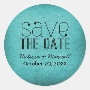 Grunge tendance Enregistrer Stickers Date, Turquoi