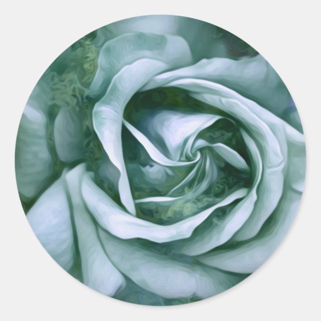 Grunge Texture Painte Rose Kunst - Aquamarin Runder Aufkleber (Vorderseite)