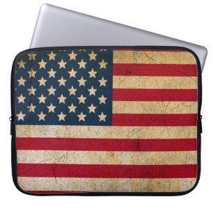 Grunge-Texturierte amerikanische Flagge Laptop-Hül Laptopschutzhülle