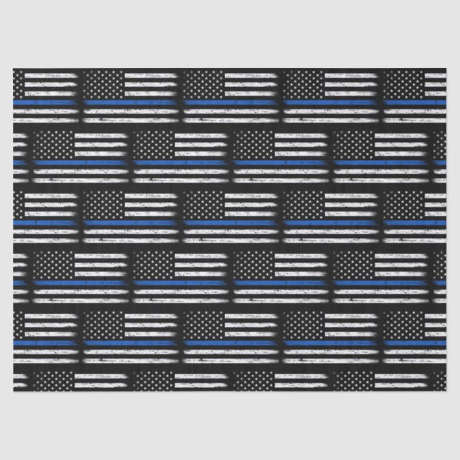 Grunge Thin Blue Line Polizeibeamter - Zurückstell Seidenpapier (Vorderseite)
