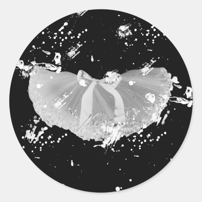 Grunge Tutu auf schwarz Runder Aufkleber (Vorderseite)