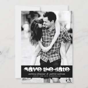 GRUNGE TYPOGRAPHIE HEIRATSANKÜNDIGUNG MIT FOTO SAVE THE DATE