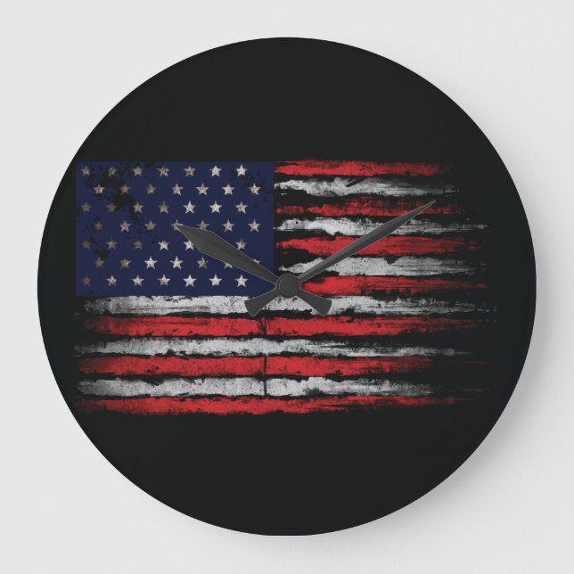 Grunge U.S.A flag Große Wanduhr (Vorderseite)