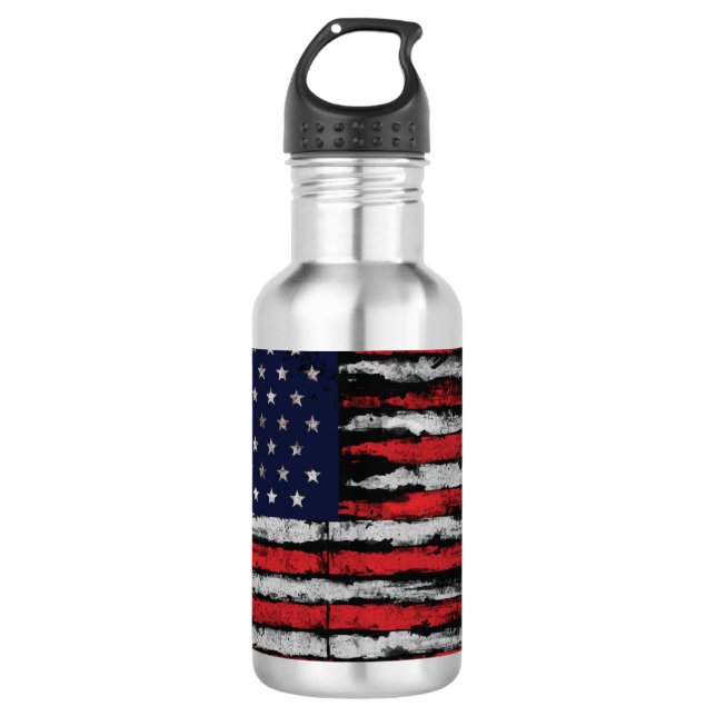 Grunge U.S.A.-Flagge Edelstahlflasche (Vorderseite)
