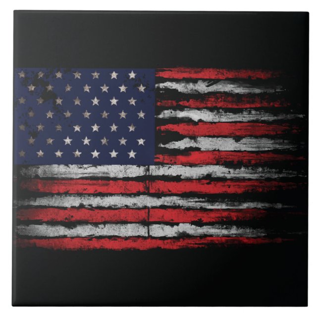 Grunge U.S.A.-Flagge Fliese (Vorderseite)