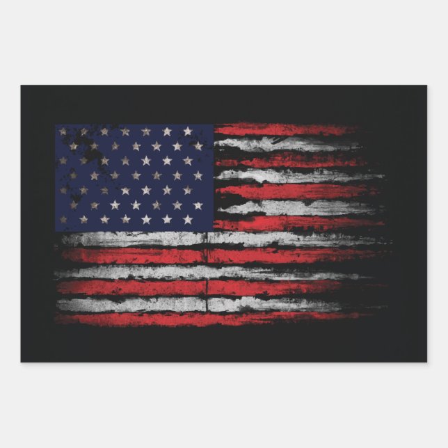Grunge U.S.A.-Flagge Geschenkpapier Set (Vorderseite 3)