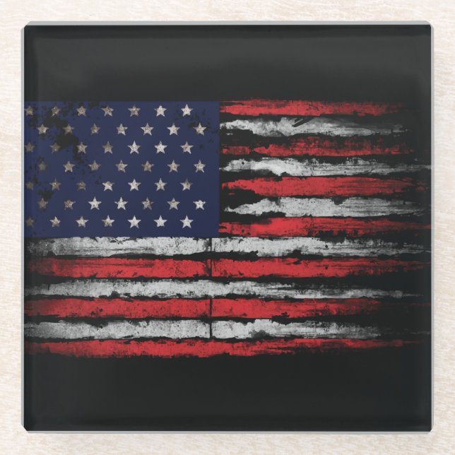 Grunge U.S.A.-Flagge Glasuntersetzer (Vorderseite)
