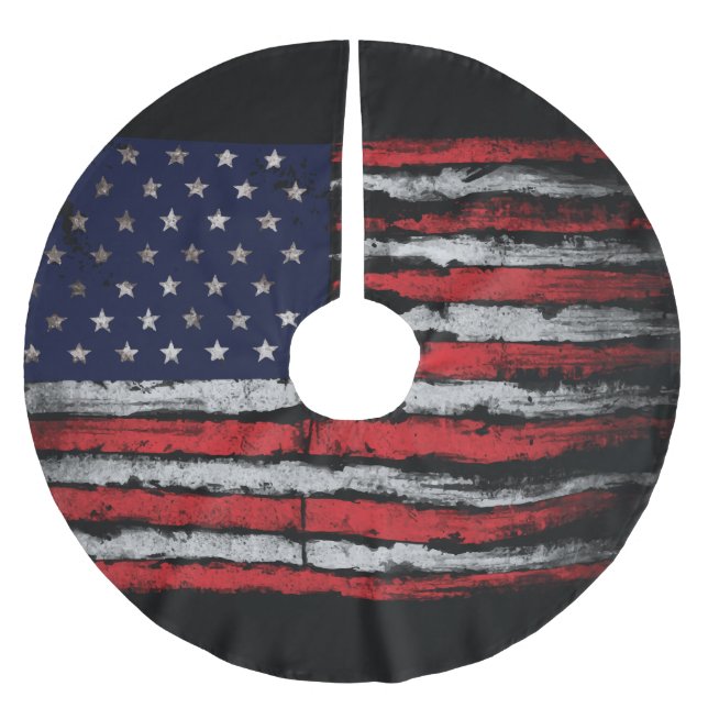 Grunge U.S.A.-Flagge Polyester Weihnachtsbaumdecke (Vorderseite)