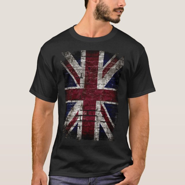 Grunge UK Flag, Great Britain, Punk Style Distress T-Shirt (Vorderseite)