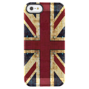 Grunge Union Jack Britische Flagge Durchsichtige iPhone SE/5/5s Hülle