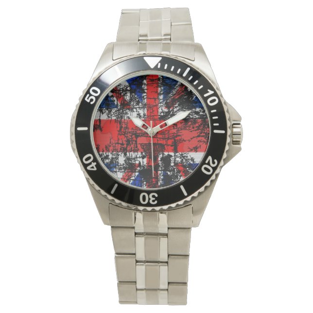 Grunge Union Jack Men Watch Armbanduhr (Vorderseite)