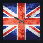 Grunge United Kingdom Flag 6 Quadratische Wanduhr<br><div class="desc">Grunge Flagge des Vereinigten Königreichs. Design ist auf anderen Produkten erhältlich.</div>