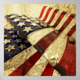 Grunge US Flagge Leinwände Poster