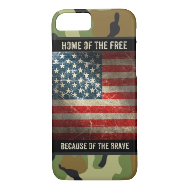 Grunge USA Drapeau sur Camouflage 2 iPhone 7 Coque (Dos)