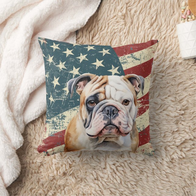 Grunge USA Flag Bulldog Kissen (Decke)