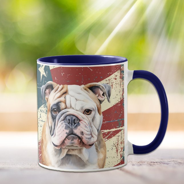 Grunge USA Flag Bulldog Tasse (Von Creator hochgeladen)