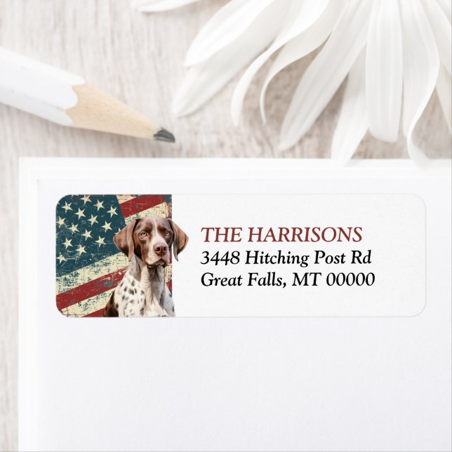 Grunge USA Flag Deutscher Kurzhaar-Hund (Insitu)