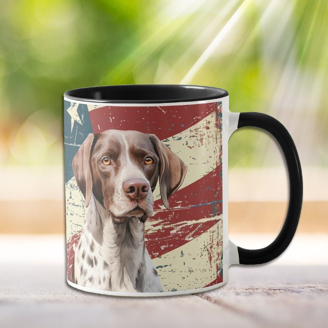Grunge USA Flag Deutscher Kurzhaar-Hund Tasse (Von Creator hochgeladen)