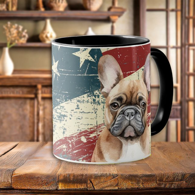 Grunge USA Flag French Bulldog Tasse (Von Creator hochgeladen)