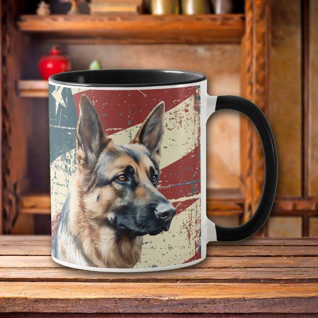 Grunge USA Flag German Shepherd Dog Tasse (Von Creator hochgeladen)