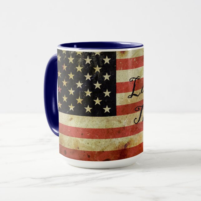 Grunge USA Flag Tasse Land of the Free (Vorderseite Links)