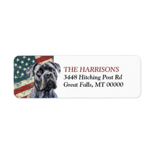 Grunge USA-Flagge Cane Corso Hund Rücksendeadresse