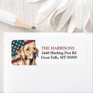 Grunge USA-Flagge Gelber Labrador Rücksendeadresse