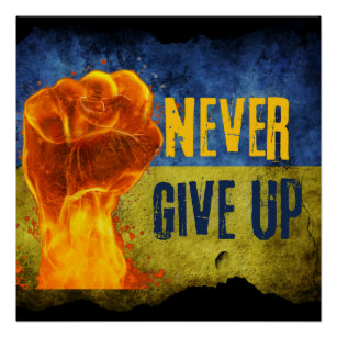 Grunge vergib nie die Ukraine mit Flammen Poster