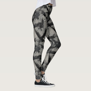 Grunge-verziertes Schwarz Streetwear-Muster Leggings