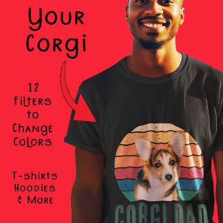 Grunge Vintag Distressed Pet Foto Corgi Vater Mama T-Shirt