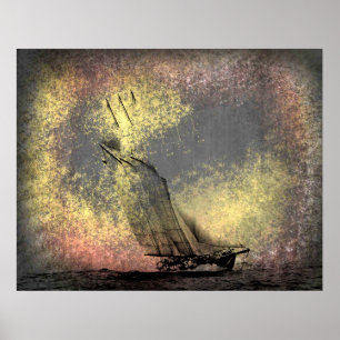 Grunge Vintag Racing Yacht Atlantic Poster