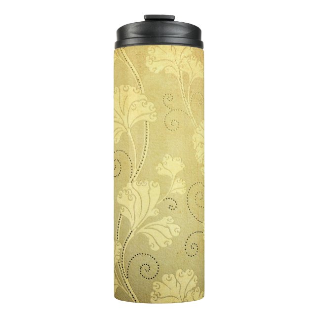 Grunge Vintage Blume Muster. Thermosbecher (Vorderseite)