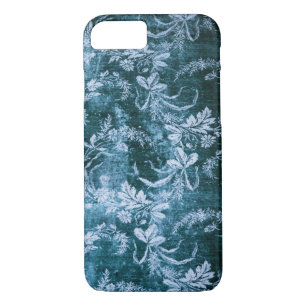Grunge Vintage Blumenmuster in eisblau Case-Mate iPhone Hülle