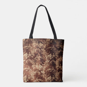 Grunge Vintage Blumenmuster in warmer Braun Tasche