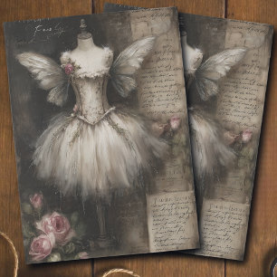 Grunge Vintage-Feenkostüm Decoupage  Seidenpapier