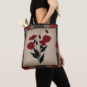 Grunge Vintage Retro-Pappi, rote Blume Tasche