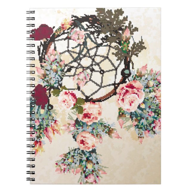 Grunge Vintager boho Hintergrund mit indischem Tra Notizblock (Vorderseite)