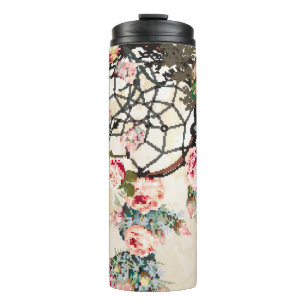 Grunge Vintager boho Hintergrund mit indischem Tra Thermosbecher