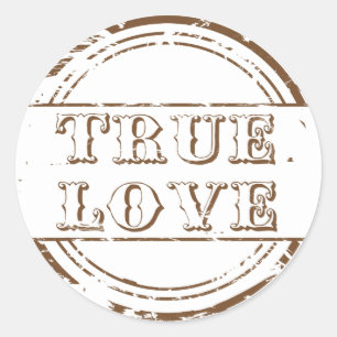 Grunge Wahre Liebe Braune und Weiße Hochzeit Runder Aufkleber