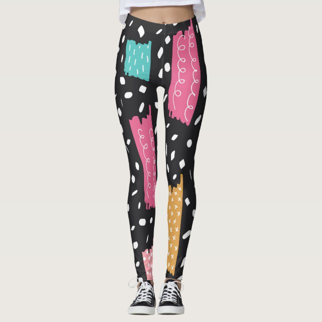 Grunge Washi Tape Abstrakt Leggings (Vorderseite)