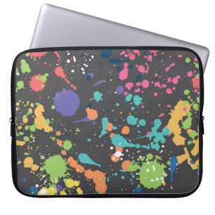 Grunge Wasserfarbe: Farbenfrohe Flecken Muster. Laptopschutzhülle