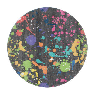 Grunge Wasserfarbe: Farbenfrohe Flecken Muster. Schneidebrett