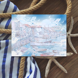Grunge Wasserfarben Kunst und Kultur im Hafen Postkarte