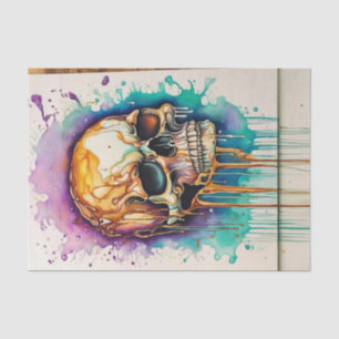 Grunge Watercolor Graffiti Skull Decoupage Seidenpapier