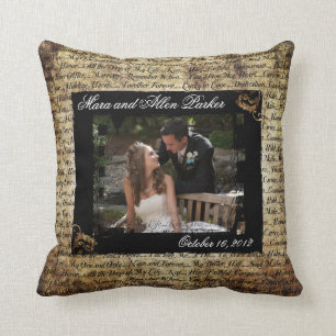 Grunge Wedding Foto mit Romantischem Textkissen Kissen