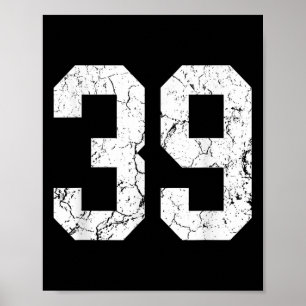 Grunge Weiße Nummer Trikot Uniform Spieler Fan Poster