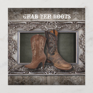 Grunge Western Country Cowboy Hochzeit Ankündigung