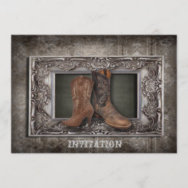 Grunge Western Country Cowboy Hochzeit Einladung