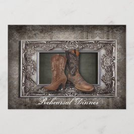 Grunge Western Cowboy Hochzeit Probe Dinner Einladung